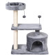 PawHut Multi Level Cat Tree for Indoor Cats with Scratching Post Bed Condo Perch, Kitten Climbing Tower, Grey 60L x 40W x 81H cm