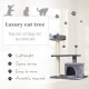 PawHut Multi Level Cat Tree for Indoor Cats with Scratching Post Bed Condo Perch, Kitten Climbing Tower, Grey 60L x 40W x 81H cm