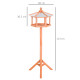 PawHut Wooden Bird Table Free Standing Feeder Garden Sheltered Feeding Station Parrot Stand Birdhouse Φ40x113cm