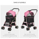 PawHut 3 In 1 Detachable Pet Stroller, for Extra Small and Small Dogs - Pink