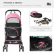 PawHut 3 In 1 Detachable Pet Stroller, for Extra Small and Small Dogs - Pink