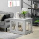 PawHut Dog Crate End Table Furniture Style Dog Cage w/ Three Doors, Locks and Latches - Grey