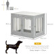 PawHut Dog Crate End Table Furniture Style Dog Cage w/ Three Doors, Locks and Latches - Grey