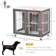 PawHut Dog Crate Wooden Pet Kennel Cage End Table w/ Lockable Door for Small Medium Dog Grey &amp; White 85 x 55 x 75 cm