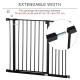 PawHut Dog Gate Pet Safety Gate Stair Barrier Pressure Fit Adjustable 76-82/86-97/101-107 cm, Black