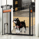 PawHut Pet Gate Safety Gate, with Cat Flap, Auto Close, for Staircases, Doorways, Hallways, 74-80cm Wide - Black