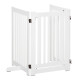 PawHutPet Gates MDF Freestanding Expandable Dog Gate Wood Doorway Pet Barrier Fence w/ Latched Door White