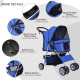 PawHut Pet Stroller for Small Miniature Dogs Cats Foldable Travel Carriage with Wheels Zipper Entry Cup Holder Storage Basket Bl