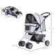 PawHut Pet Stroller for Small Miniature Dogs Cats Foldable Travel Carriage with Wheels Zipper Entry Cup Holder Storage Basket Gr