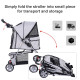 PawHut Pet Stroller for Small Miniature Dogs Cats Foldable Travel Carriage with Wheels Zipper Entry Cup Holder Storage Basket Gr