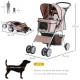 PawHut Pet Stroller for Small Miniature Dogs Cats Foldable Travel Carriage with Wheels Zipper Entry Cup Holder Storage Basket Br