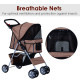 PawHut Pet Stroller for Small Miniature Dogs Cats Foldable Travel Carriage with Wheels Zipper Entry Cup Holder Storage Basket Br