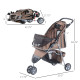 PawHut Dog Stroller, 3 Wheels Foldable Cat Dog Pram with Cup Holder, Storage Basket, Pet Stroller for Small Miniature Dogs, Brow