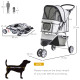 PawHut Dog Stroller, 3 Wheels Foldable Cat Dog Pram with Cup Holder, Storage Basket, Pet Stroller for Small Miniature Dogs, Grey