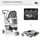 PawHut Dog Stroller, 3 Wheels Foldable Cat Dog Pram with Cup Holder, Storage Basket, Pet Stroller for Small Miniature Dogs, Grey