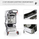 PawHut Dog Stroller, 3 Wheels Foldable Cat Dog Pram with Cup Holder, Storage Basket, Pet Stroller for Small Miniature Dogs, Grey