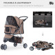 PawHut Dog Stroller with Cover for Small Miniature Dogs, Folding Cat Pram Dog Pushchair with Cup Holder, Storage Basket, Reflect