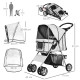 PawHut Dog Stroller with Rain Cover for Small Miniature Dogs, Folding Pet Pram with Cup Holder, Storage Basket, Reflective Strip