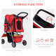 PawHut Dog Stroller with Rain Cover for Small Miniature Dogs, Folding Pet Pram with Cup Holder, Storage Basket, Reflective Strip