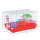 PawHut Portable 2 Storey Hamster Cage Small Pet Animal Cage Double Layers w/ Exercise Wheel Water Bottle Dishes