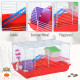 PawHut Portable 2 Storey Hamster Cage Small Pet Animal Cage Double Layers w/ Exercise Wheel Water Bottle Dishes