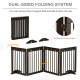 PawHut Freestanding Pet Gate 4 Panel Wooden Dog Barrier Folding Safety Fence with Support Feet up to 204cm Long 61cm Tall for Do