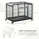 PawHut Metal Dog Cage Kennel Locking Door &amp; Wheels Removable Tray Openable Top For Extra Large Pets 125 x 76 x 81 cm