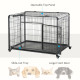 PawHut Metal Dog Cage Kennel Locking Door &amp; Wheels Removable Tray Openable Top For Extra Large Pets 125 x 76 x 81 cm