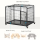 PawHut Metal Dog Cage Kennel Locking Door &amp; Wheels Removable Tray Openable Top For Large Pets 109.5 x 71 x 78 cm