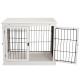 PawHut Dog Crate, Furniture Style Puppy Cage End Table, Pet Kennel House with 3 Doors for Small Dog, White 81 x 58.5 x 66 cm