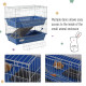 PawHut Double Tier Small Animal Cage Rabbit Chinchillas Cage w/ Ramp Food Dish Water Bottle Deep Trays Pet Home 72 x 44 x 67 cm