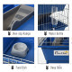 PawHut Double Tier Small Animal Cage Rabbit Chinchillas Cage w/ Ramp Food Dish Water Bottle Deep Trays Pet Home 72 x 44 x 67 cm