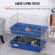 PawHut Double Tier Small Animal Cage Rabbit Chinchillas Cage w/ Ramp Food Dish Water Bottle Deep Trays Pet Home 72 x 44 x 67 cm