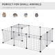 PawHut DIY Pet Playpen Metal Wire Fence 12 Panel Enclosure Indoor Outdoor Guinea Pig Rabbit Small Animals Cage Black