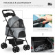 PawHut Dog Pram Dog Stroller Foldable Pet Pushchair with 4 Wheels, Safety Leashes, Cup Holder for Small Dogs, Grey