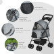 PawHut Dog Pram Dog Stroller Foldable Pet Pushchair with 4 Wheels, Safety Leashes, Cup Holder for Small Dogs, Grey