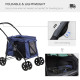 PawHut Dog Pram Dog Stroller 4 Wheels Pet Pushchair with Rolling Door, Cushion, Safety Leashes, for Small and Medium Dogs, Dark 