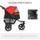 PawHut Dog Pram Dog Stroller Pet Stroller, 3 Wheels Dog Pushchair with Brake, for Small Miniature Dogs, Cats, Red