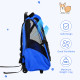 PawHut Pet Travel Backpack Bag Cat Puppy Dog Carrier w/ Trolley and Telescopic Handle Portable Stroller Wheel Luggage Bag (Blue)