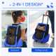 PawHut Pet Travel Backpack Bag Cat Puppy Dog Carrier w/ Trolley and Telescopic Handle Portable Stroller Wheel Luggage Bag (Blue)