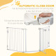 PawHut Pet Safety Gate, 3 Panels Playpen Fireplace, Metal Fence, Stair Barrier, Room Divider w/ Walk-Through Door - White