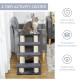 PawHut Dog Steps for Bed 4 Step Pet Stairs for Dog Cat ladder Scratch Post Grey