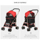 PawHut 3 In 1 Detachable Pet Stroller, for Extra Small and Small Dogs - Red