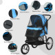 PawHut Dog Pram Dog Stroller Jogger Foldable Pet Pushchair for Medium, Small Dogs, w/ Rubber Wheels, Washable Cushion - Blue