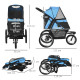 PawHut Dog Pram Dog Stroller Jogger Foldable Pet Pushchair for Medium, Small Dogs, w/ Rubber Wheels, Washable Cushion - Blue