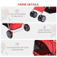 PawHut Pet Stroller for Small Miniature Dogs Cats Foldable Travel Carriage with Wheels Zipper Entry Cup Holder Storage Basket Re