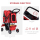 PawHut Pet Stroller for Small Miniature Dogs Cats Foldable Travel Carriage with Wheels Zipper Entry Cup Holder Storage Basket Re