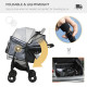 PawHut Foldable Pet Stroller for Dogs, Puppy Stroller, with Large Carriage, Brakes, Canopy - Grey