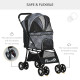 PawHut Foldable Pet Stroller for Dogs, Puppy Stroller, with Large Carriage, Brakes, Canopy - Grey