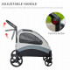 PawHut Pet Stroller for Medium Dogs Cat Pushchair Buggy Pram with 4 Wheels Safety Leash Zipper Doors Mesh Windows Storage Bag - 